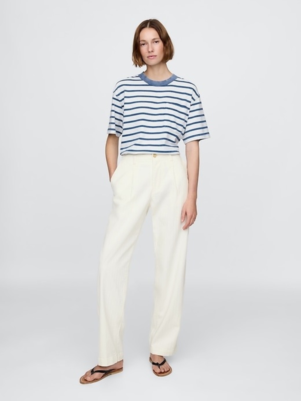 NWT Gap X Doen Adult Pleated Denim Pants Women’s Size 28X30 In White